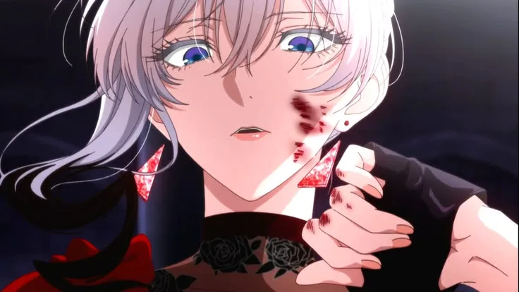 Anime character looking bruised but composed